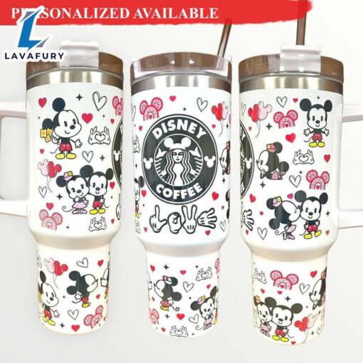 Mickey and Minnie Valentine 30oz40oz Quencher Tumbler – 40oz Tumbler with Handle