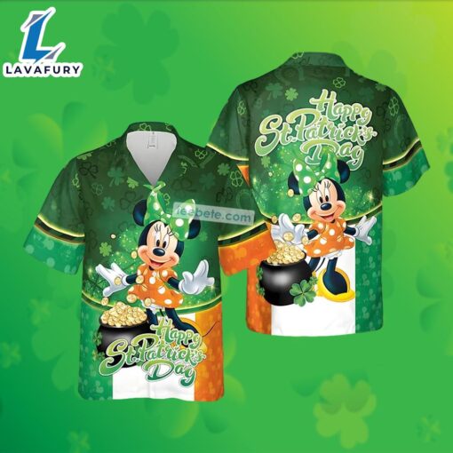 Minnie Mouse Shamrock St Patrick Green Mens Vintage Hawaiian Shirts 2025