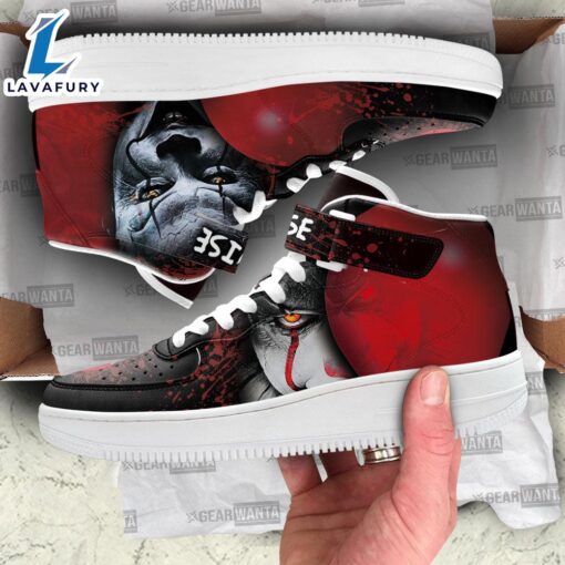 Pennywise IT Clown Shoes Custom High Top Air Force Shoes Sneakers Horror Fans