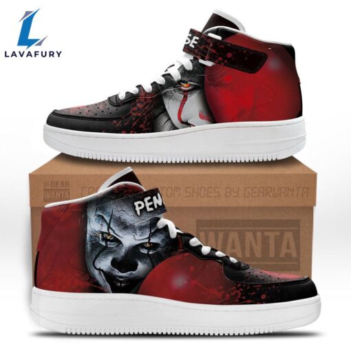 Pennywise IT Clown Shoes Custom High Top Air Force Shoes Sneakers Horror Fans