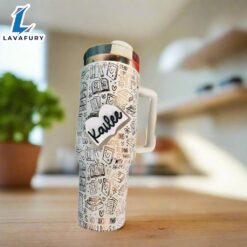 Personalized Book Design Tumbler With Handle