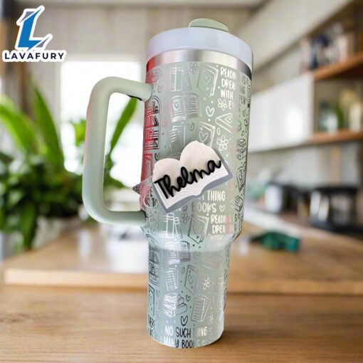 Personalized Book Design Tumbler With Handle