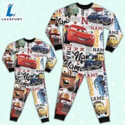 Personalized Name Lighting Mcqueen 95 With Friend Pajamas Set - Family Disneyland Matching Pajamas Set