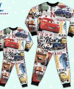 Personalized Name Lighting Mcqueen 95 With Friend Pajamas Set - Family Disneyland Matching Pajamas Set