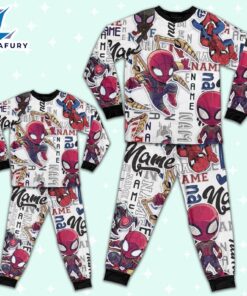 Personalized Name Peter Parker Spider Man Friends Comic Pajamas - Movie Cartoon Holiday Pajamas