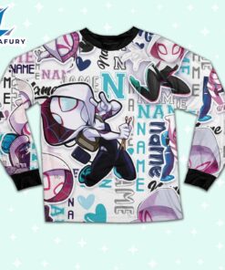 Personalized Name Spider Gwen and His Amazing Friends Comic Pajamas - Movie Cartoon Holiday Pajamas