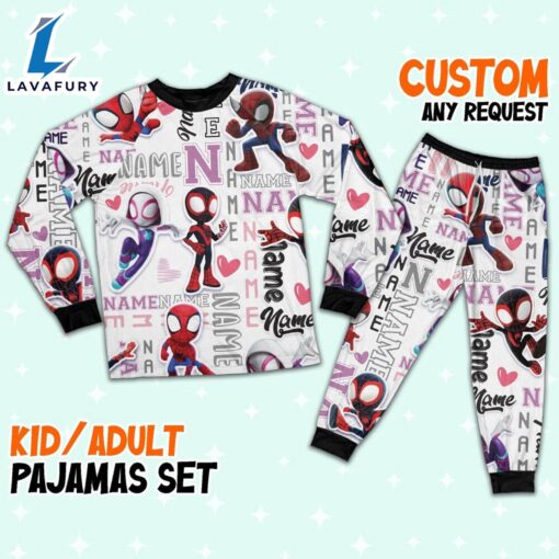 Personalized Name Spidey and His Amazing Friends Pajamas – Movie Cartoon Holiday Pajamas