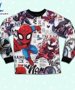 Personalized Name Spidey Man Friends Vs Venom Comic Pajamas - Movie Cartoon Holiday Pajamas