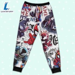 Personalized Name Spidey Man Friends Vs Venom Comic Pajamas - Movie Cartoon Holiday Pajamas