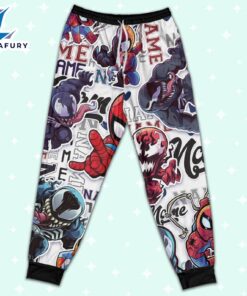 Personalized Name Spidey Man Friends Vs Venom Comic Pajamas - Movie Cartoon Holiday Pajamas