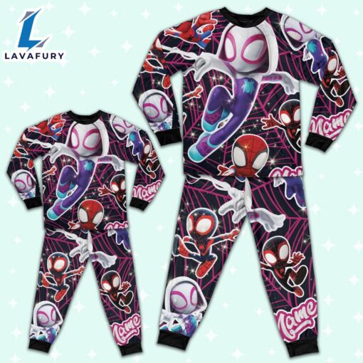 Personalized Name the Amazing Spider and Friends Pajamas Set – Movie Cartoon Holiday Pajamas