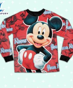 Personalized Red Mickey Mouse Kid Style 2 Pajamas - Movie Cartoon Holiday Pajamas