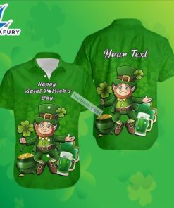 Personalized St Patricks Leprechaun Beer Shamrock Green Bears Hawaiian Shirt 2025