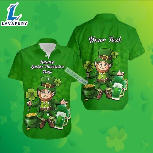 Personalized St Patricks Leprechaun Beer Shamrock Green Bears Hawaiian Shirt 2025