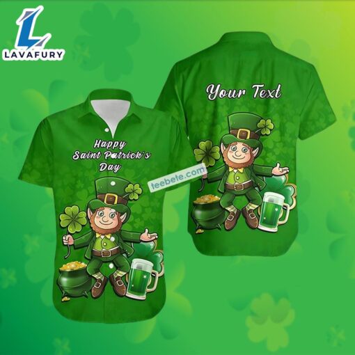 Personalized St Patricks Leprechaun Beer Shamrock Green Bears Hawaiian Shirt 2025