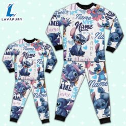 Personalized Stitch Sherpa Pajamas Set - Movie Cartoon Holiday Pajamas