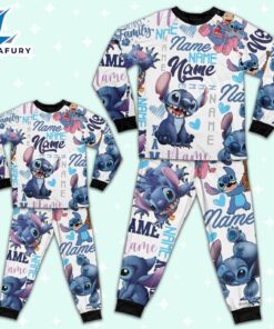 Personalized Stitch Sherpa Pajamas Set - Movie Cartoon Holiday Pajamas