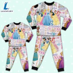 Personalized Watercolor Disney Princess Cute Pajamas - Movie Cartoon Holiday Pajamas