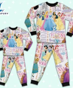 Personalized Watercolor Disney Princess Cute Pajamas - Movie Cartoon Holiday Pajamas