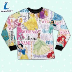 Personalized Watercolor Disney Princess Pajamas - Movie Cartoon Holiday Pajamas