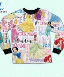 Personalized Watercolor Disney Princess Pajamas - Movie Cartoon Holiday Pajamas