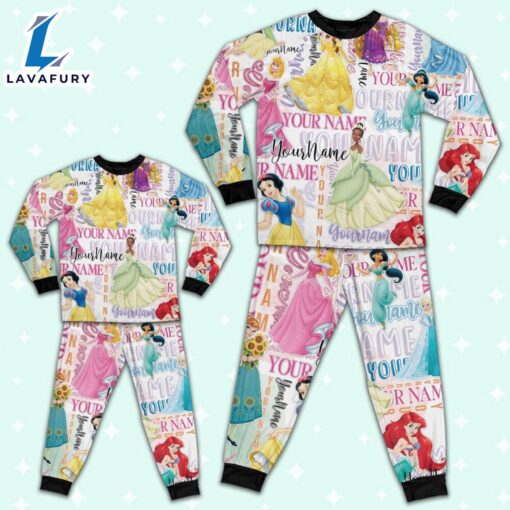 Personalized Watercolor Disney Princess Pajamas – Movie Cartoon Holiday Pajamas