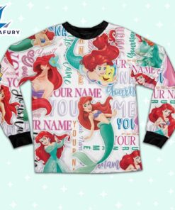 Personalized Watercolor Disney Princess the Little Mermaid Ariel Pajamas Set - Movie Cartoon Holiday Pajamas