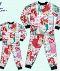 Personalized Watercolor Disney Princess the Little Mermaid Ariel Pajamas Set - Movie Cartoon Holiday Pajamas