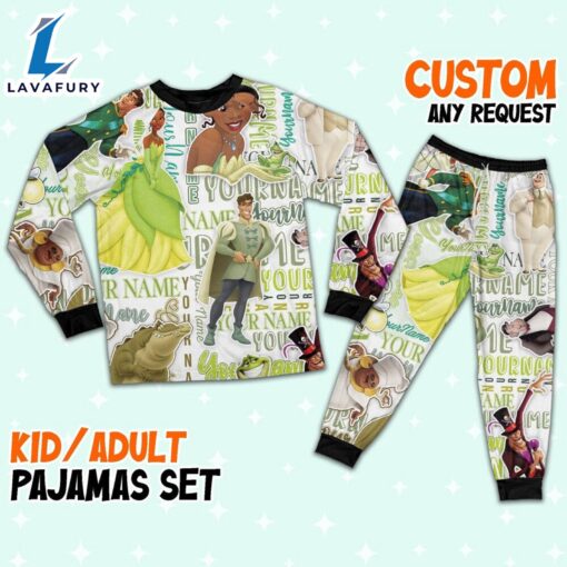 Personalized Watercolor Disney the Princess and the Frog Pajamas Set – Movie Cartoon Holiday Pajamas