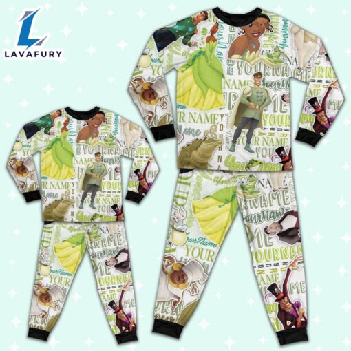 Personalized Watercolor Disney the Princess and the Frog Pajamas Set – Movie Cartoon Holiday Pajamas