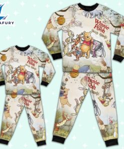 Personalized Watercolor Winnie the Pooh Pajamas Set - Movie Cartoon Holiday Pajamas