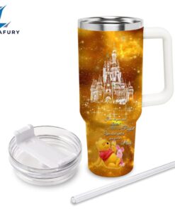 Pooh Castle Glitter Pattern Tumbler