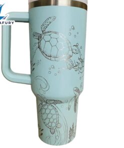 Sea Turtles Engraved 40 Oz Tumbler With Handle