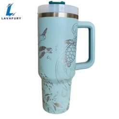 Sea Turtles Engraved 40 Oz Tumbler With Handle