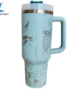 Sea Turtles Engraved 40 Oz Tumbler With Handle