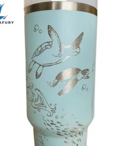 Sea Turtles Engraved 40 Oz Tumbler With Handle