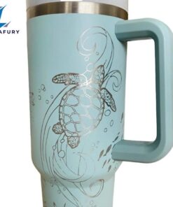 Sea Turtles Engraved 40 Oz Tumbler With Handle