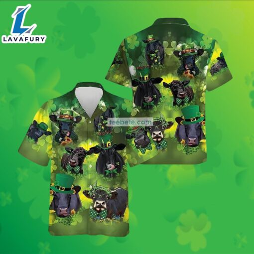 Shamrock Cow St Patricks Green Retro Hawaiian Shirts 2025