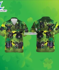 Shamrock Cow St Patricks Green Retro Hawaiian Shirts 2025