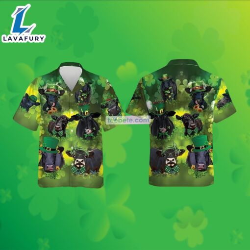 Shamrock Cow St Patricks Green Retro Hawaiian Shirts 2025