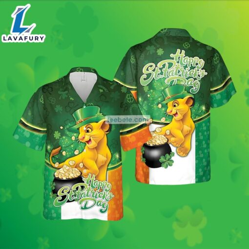 Simba Shamrock St Patrick Green Mens Tall Hawaiian Shirts 2025