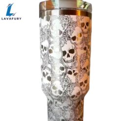 Skull And Roses Tumbler With Handle