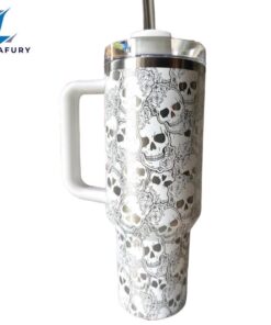 Skull And Roses Tumbler With Handle