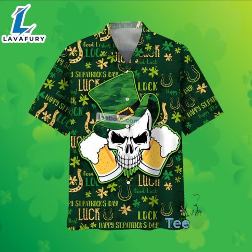 Skull Beer Horseshoe St Patrick Green Mens Hawaiian Style Shirts 2025