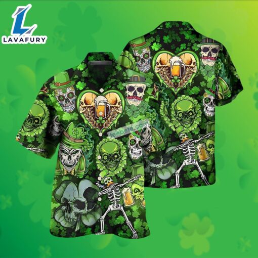 Skull Shamrock Beer St Patrick Green Top Gun Hawaiian Shirt 2025