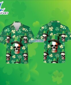 Skull Shamrock St Patricks Green Metal Hawaiian Shirt 2025