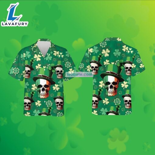 Skull Shamrock St Patricks Green Metal Hawaiian Shirt 2025