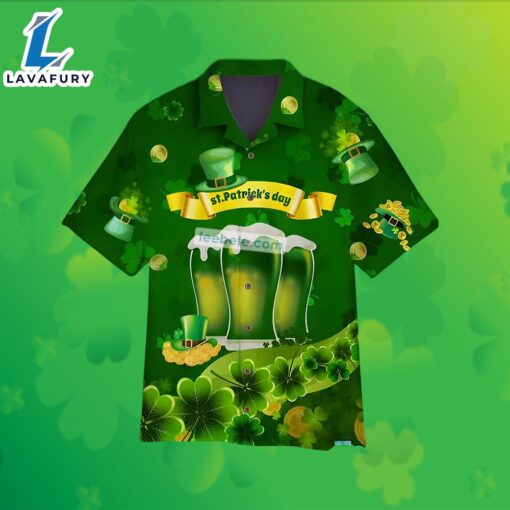 St Patrick Beer Shamrock Gold Coin Green Baseball Hawaiian Shirt 2025