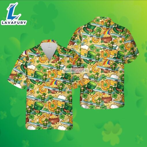 St Patrick Beer Shamrock Horseshoe Green Matching Family Hawaiian Shirts 2025