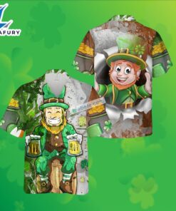 St Patrick Leprechaun Beer Shamrock Green Cheap Mens Hawaiian Shirts 2025